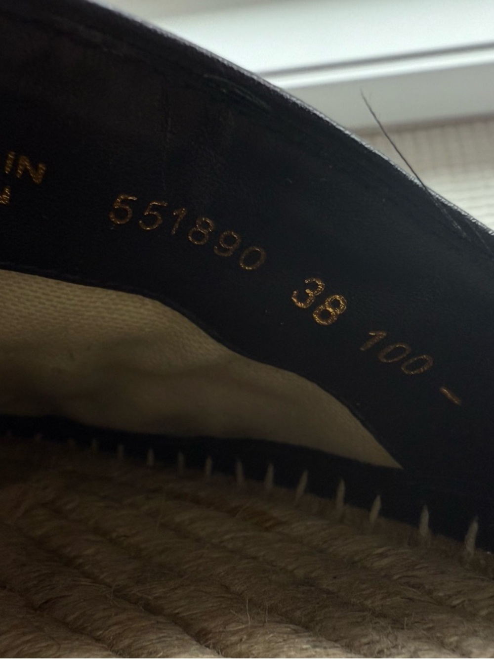 Gucci Black Quilted Leather Espadrille Flats with Gold Double G - Picture 3 of 5